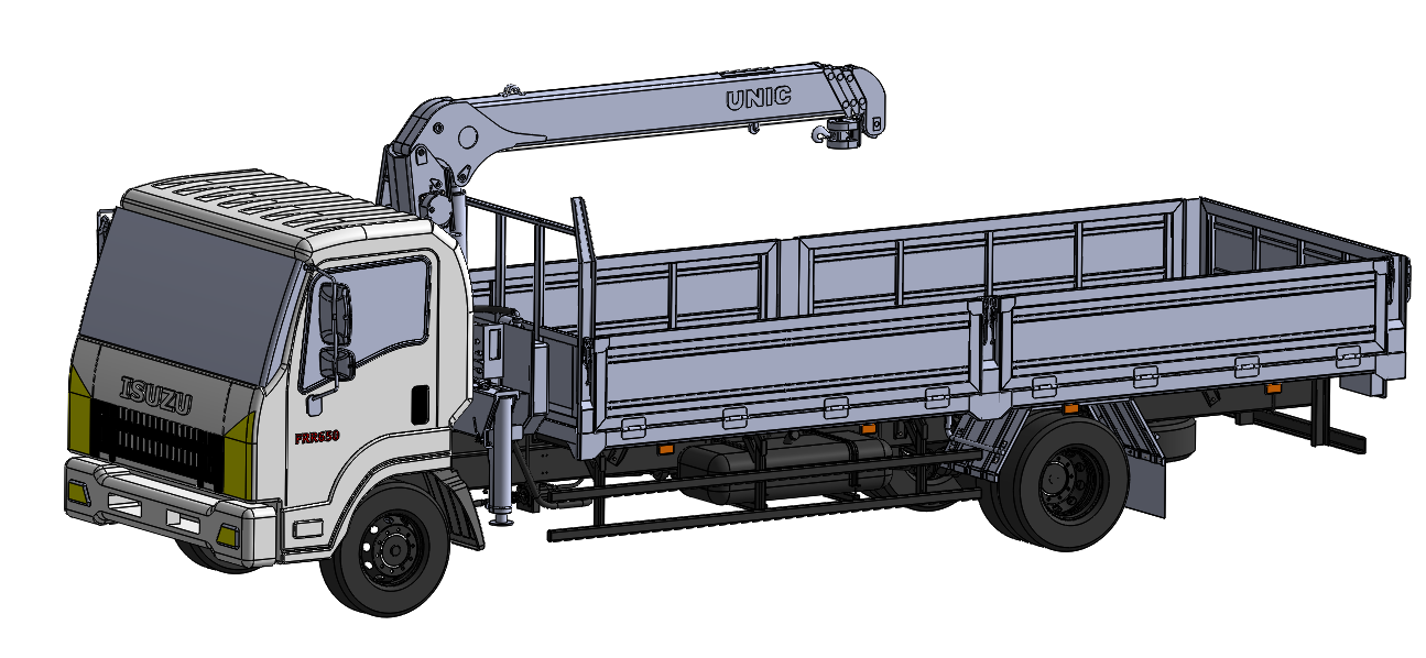 suzu frr90ne4带吊的货车3D模型图纸 STEP格式